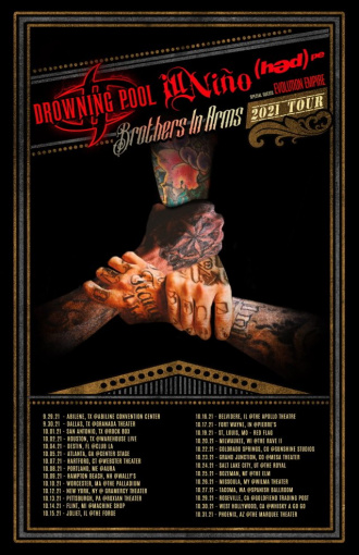 DROWNING POOL's Fall 2021 'Brothers In Arms' U.S. Tour With ILL NI?O And (HED)P.E. Postponed To Early 2022